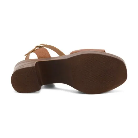 VALERIAS Cuero Made In Spain Leather One Band Heeled Sandals